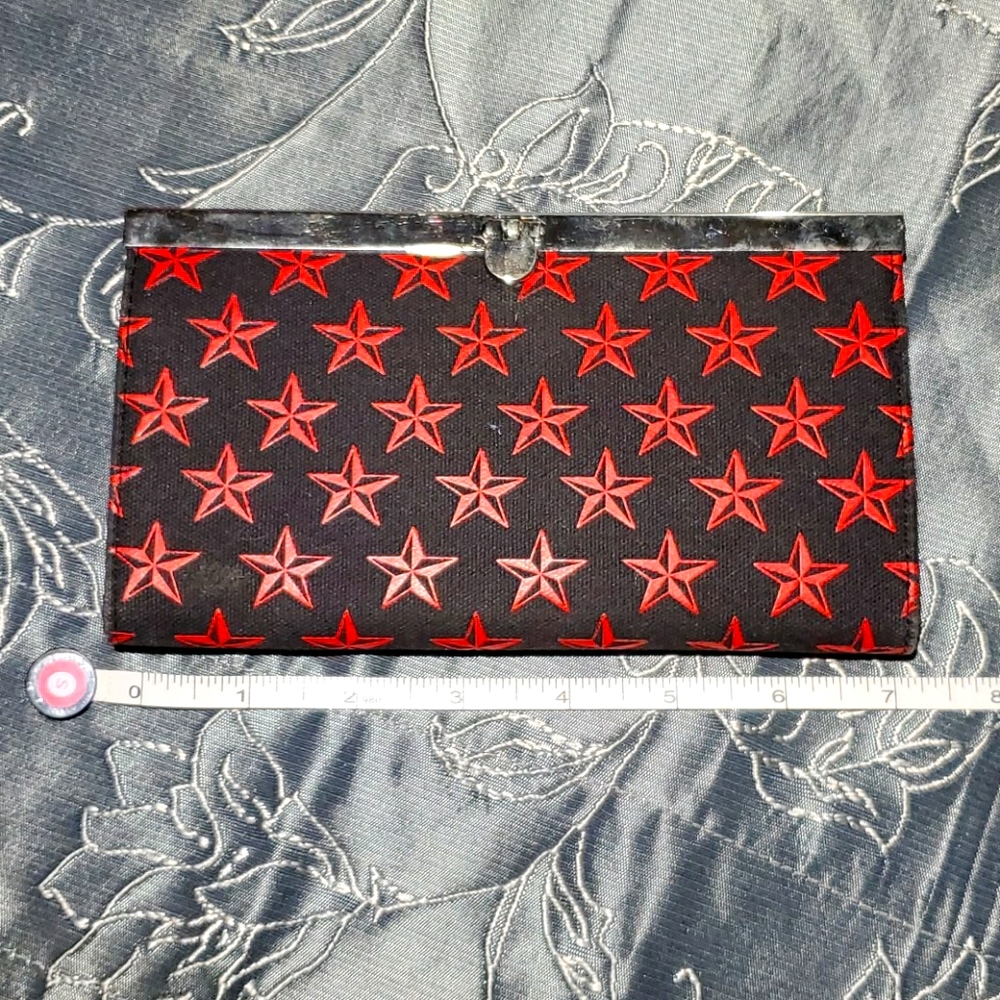 Red Star Patterned Women's Clutch